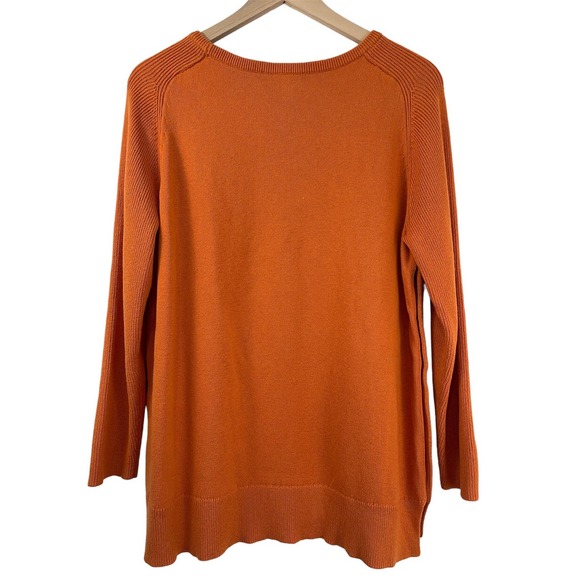 J.Jill Sweaters - J. Jill Pumpkin Scoop Neck Cotton Mix Knit Sweater Cardigan Sz Lg  #4118